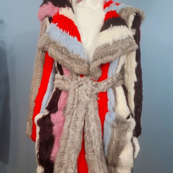cinq a sept Jackets & Blazers - Cinq a Sept colorful patchwork boho full genuine fur pennylane coat size Large